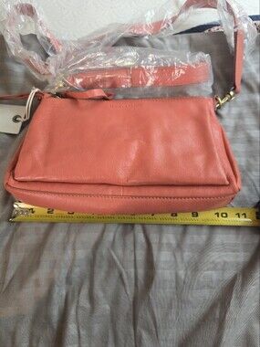 Lucky Brand Coral Leather Crossbody Bag with Adjustable Strap